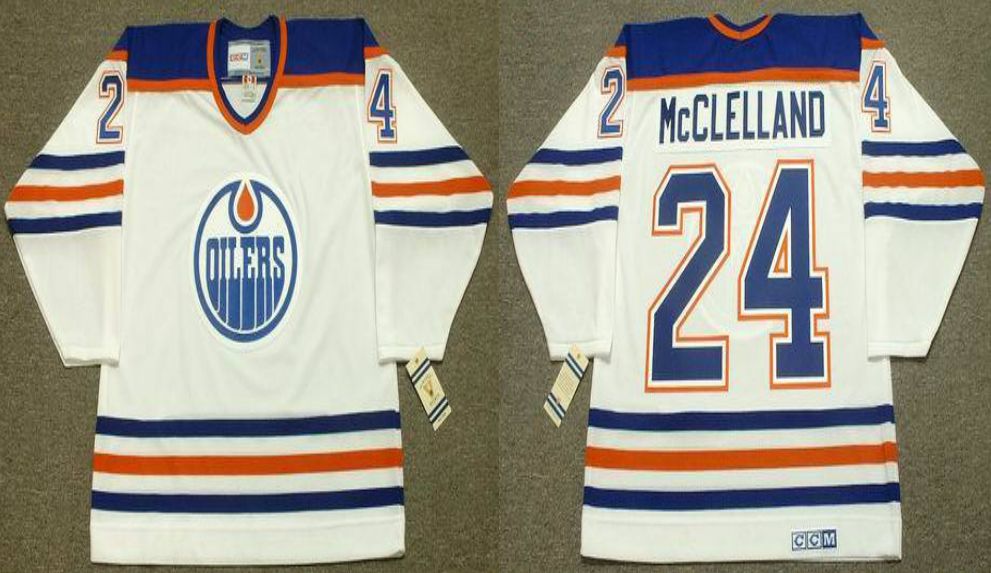 2019 Men Edmonton Oilers #24 Mcclelland White CCM NHL jerseys